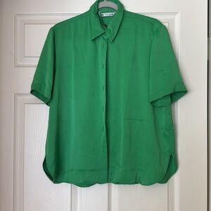 Zara satin effect Green Shirt